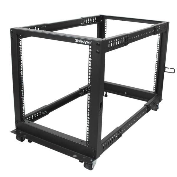 StarTech.com 12U Open Frame Server Rack - Adjustable Depth - Black