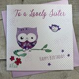 White Cotton Cards WB258 verjaardagskaart "To A Lovely Sister Happy"