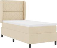 vidaXL Boxspring bed met hoofdeinde Crème 90 x 200 cm Stof