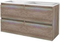Basic Line Start 46 Badkamermeubelset - 120 x 46 cm - Greeploos - 4 Lades - Acryl Wastafel - 2 Kraangaten - Scotch Oak