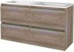 Basic Line Start 46 Badkamermeubelset - 120 x 46 cm - Greeploos - 4 Lades - Acryl Wastafel - 2 Kraangaten - Scotch Oak