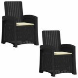 vidaXL Ligstoel Rieten Look Antraciet en Crèmekleurig PP