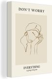 OneMillionCanvasses Canvas Schilderij Vrouw - Line art - Quotes - Tekst - 30x40 cm - Wanddecoratie