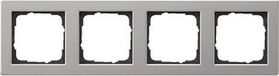 Gira E2 Afdekraam schakelmateriaal - 021433 - Roestvaststaal ( RVS ) - 4-voudig frame