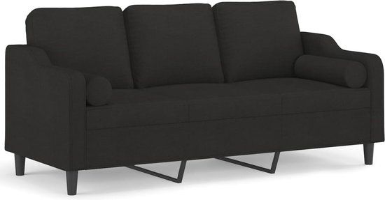 vidaXL Driezitsbank met sierkussens 180 cm stof zwart