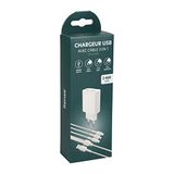ITENSE Dubbele USB-oplader met 3-in-1 kabel
