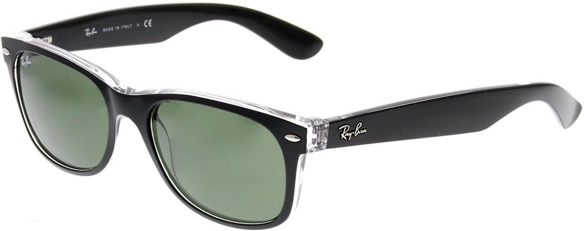 Ray-Ban RB2132 6052 - New Wayfarer (Color Mix) - zonnebril - Zwart-Transparant / Groen Klassiek G-15 - 55mm