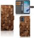 Motorola Book Style Case voor Motorola Moto G53 Wooden Cubes