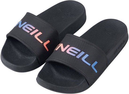O'Neill Logo Badslippers Jongens Zwart - Blauw - Oranje Maat 34