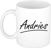 Bellatio Decorations Andries Naam koffiemok - beker - met sierlijke letters - wit