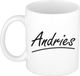 Bellatio Decorations Andries Naam koffiemok - beker - met sierlijke letters - wit