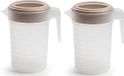 Plasticforte Carafe à eau avec couvercle - 2x pièces - 1 litre - taupe/transparent