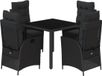 vidaXL Ensemble de jardin 5 pi èces avec coussins, noir, en polyrotin
