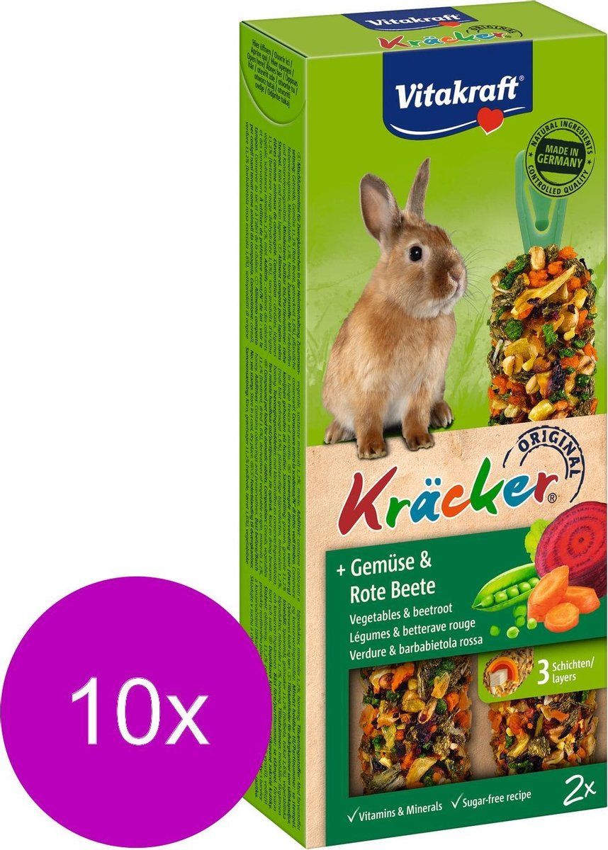 VITAKRAFT Dwergkonijn Kracker Groente/Thym 2 In 1 - 10 stuks