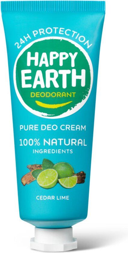 Happy Earth Natural Deodorant Cream Cedar Lime - 40ml