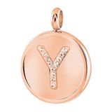 Lucardi Dames Gerecycled just.d stalen hanger roseplated letter kristal - Hanger - Staal - Rosékleurig