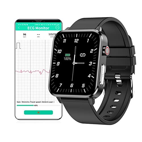 DigiKuber Smart Watch ECG Heren, IP68 Waterdichte Fitnesstracker met lichaamstemperatuur, 1,7
