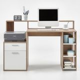 FMD Bureau 1 porte 1 tiroir et 3 étagères Bolton - L138,5 cm Bruin