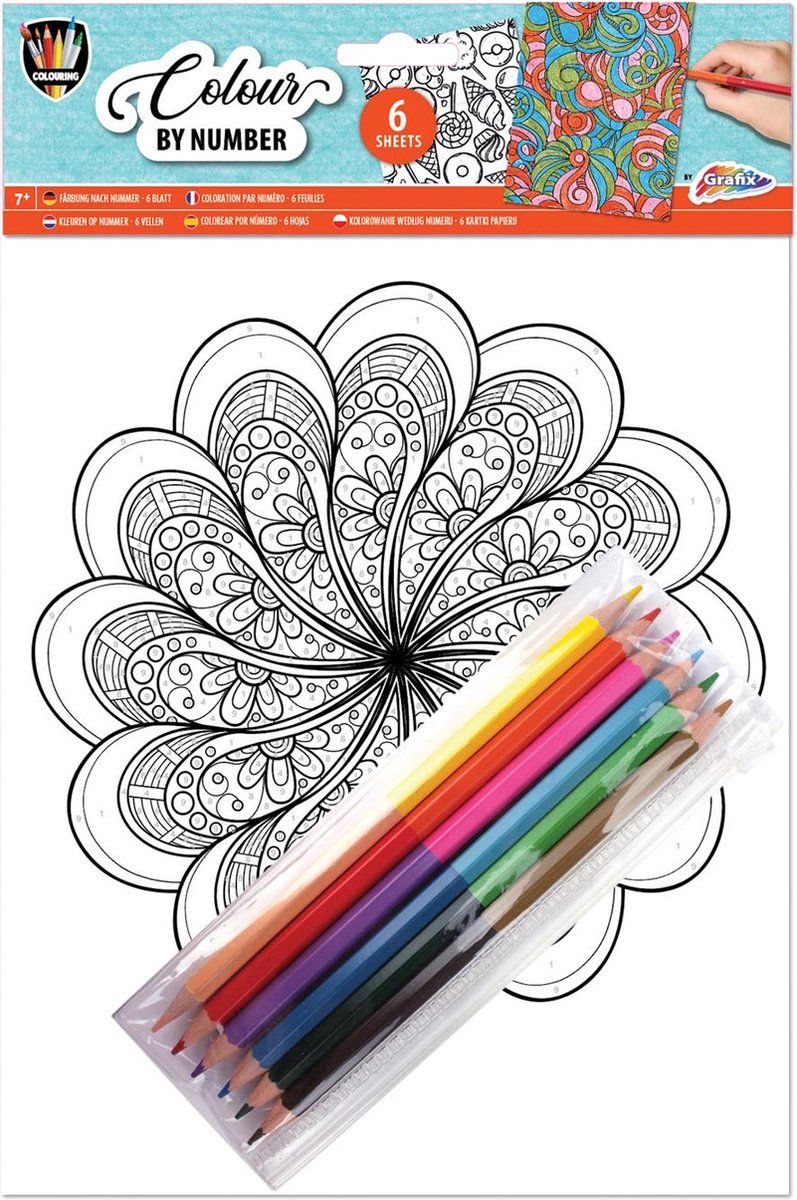 Grafix Kleuren op nummer: mandala - multi