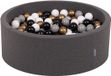 KiddyMoon Ballenbak rond 90x30 cm met 300 ballen 7 cm - sensorisch speelgoed - Donkergrijs: Wit Grijs Zwart Goud