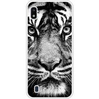 Samsung Galaxy A10 Tigre blanc et noir Verstevigd hoesje met sublimatie bedrukking