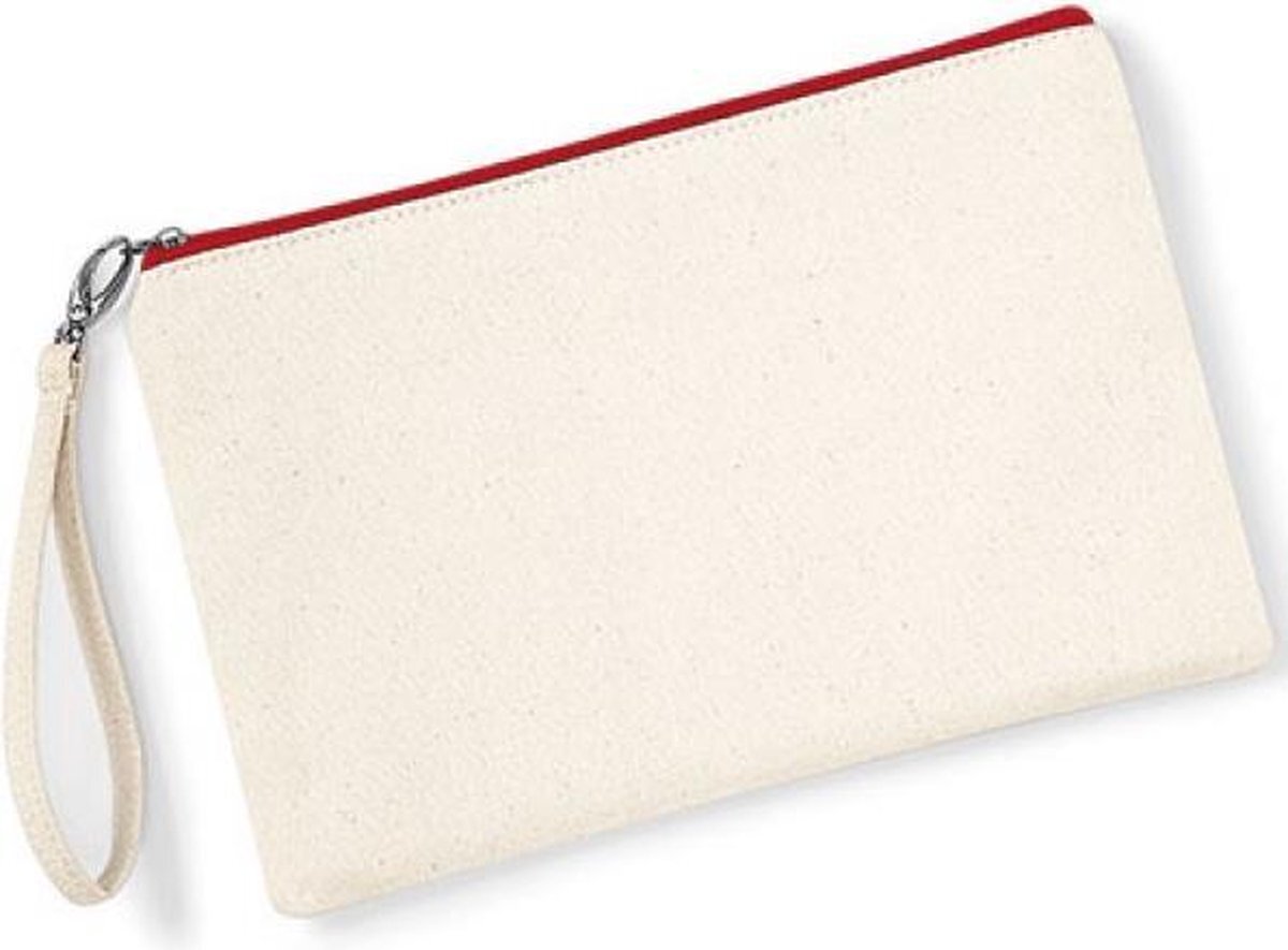 Westford Mill Canvas Polsbandje Rits Zakje - Kunstmatig Kit Accessoire Zak - Natural/rood