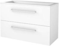 Basic-Line Start 46 Badkamermeubelset - 100 x 46 cm - Met Grepen - 2 Lades - Acryl Wastafel - Zonder Kraangat - Ice White
