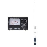 PNI ML75 CB-antenne, 75 cm, 300 W, opvouwbaar en PNI SWR-300 reflectometer voor SWR-meting, zwart