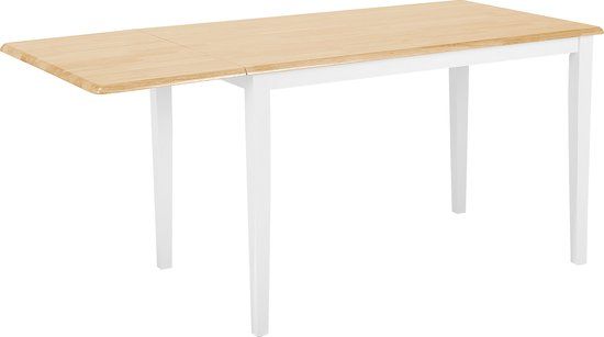 Beliani LOUISIANA Eettafel - Wit - 75 x 120/160 cm - Rubberhout - Rechthoek