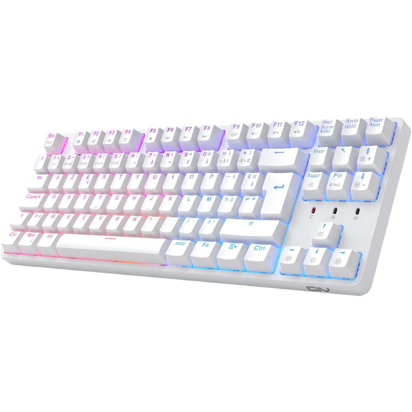 NONE TKL AZERTY Mechanisch gamingtoetsenbord Hot Swap Wit RGB, Bedraad PC-schakelaar USB Compact Frans
