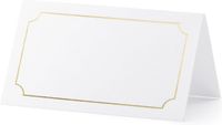 PartyDeco naamkaartjes/plaatskaartjes Lijstje - Bruiloft - wit/goud - 10x stuks - 10 x 6 cm