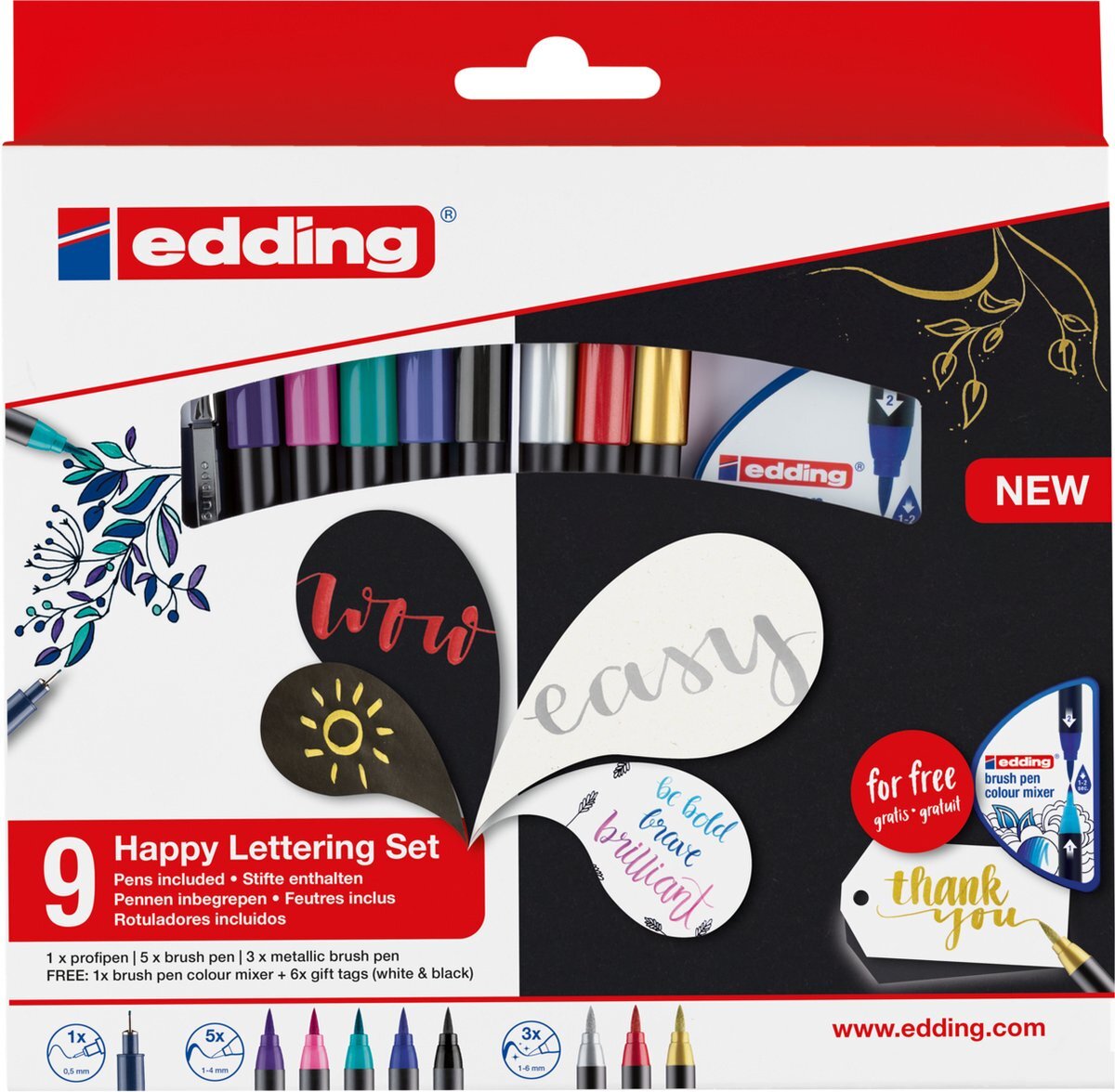 Edding Brushpen 1340 happy lettering starter set 9+2