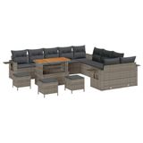 vidaXL Banc de jardin 14 pièces gris polyrotin
