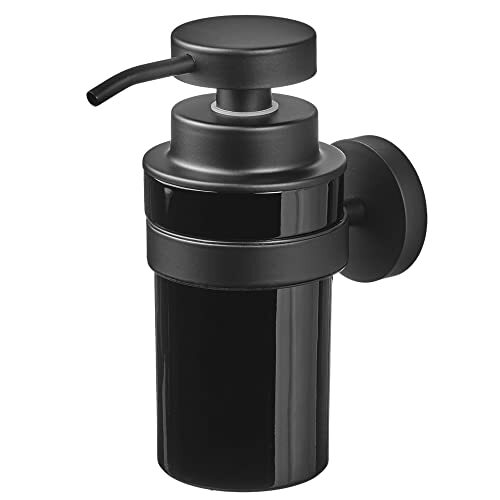 AMARE Luxe zeepdispenser van glas met wandhouder zwart, 7 x 10,5 x 13 cm, 350ml, roestvrij staal, m