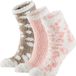 morethansocks Apollo - Bedsokken dames - Roze-Bruin - 3-Pak - One Size - Slaapsokken - Fluffy sokken - Warme sokken