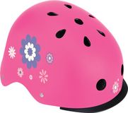 Globber Fietshelm - Elite Lights - Roze met Bloemenprint