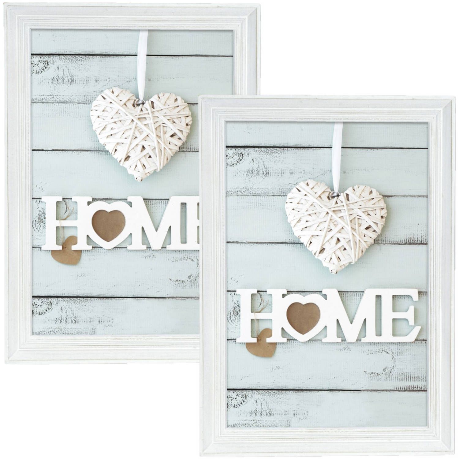 Zep - 2x Houten Fotolijst - Vintage Wit - 10 x 15 cm