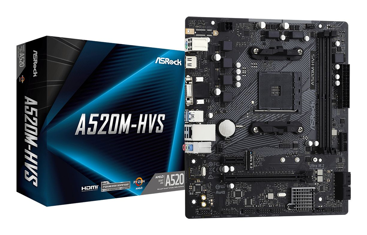 ASRock A520M-HVS - Micro ATX Motherboard - AMD Socket AM4 - DDR4