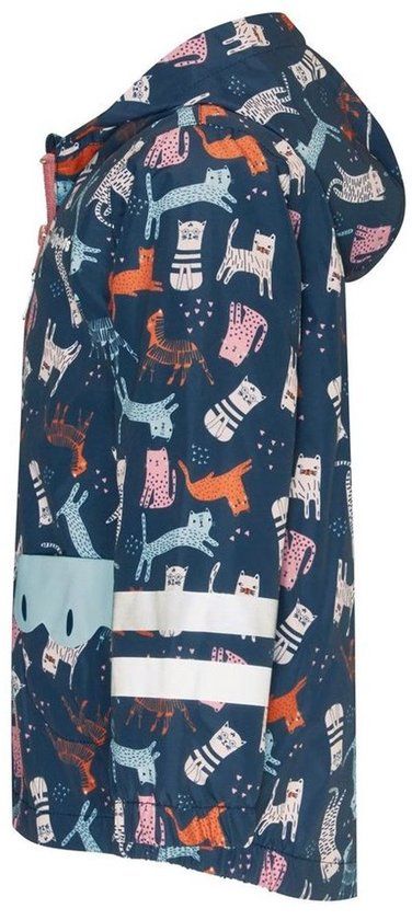 Playshoes kinderoutdoorjas met kattenprint Marine Katoen/Polyester Lange mouw Unisex Casual