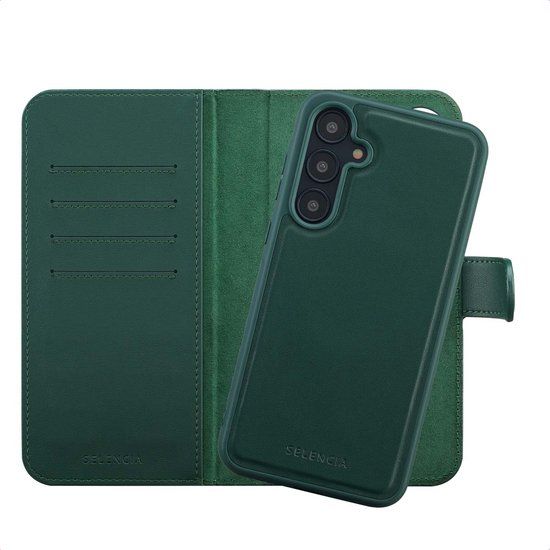 Selencia Hoesje - Geschikt voor Samsung Galaxy A55 (5G) - Olyn Uitneembare Bookcase met Magnetische Ring - Groen
