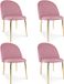 LEOBERT INCA Eetkamerstoelen – Set van 4 – Roze Velvet – Goudkleurige Metalen Poten – Max. 110 kg