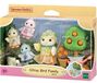 Sylvanian Families, famille d'oiseaux des agrumes, 4 figurines, set de jeu avec accessoires, à partir de 3 ans