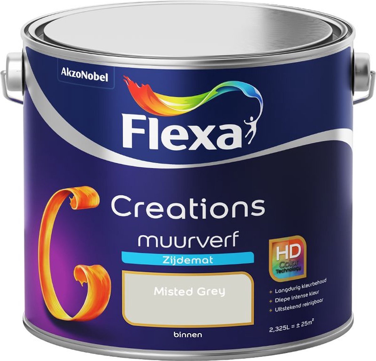 FLEXA Creations - Muurverf - Zijdemat - Misted Grey - 2,5 liter