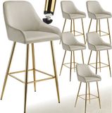tectake® Set van 6 Barkrukken Avane - Crème/Goud