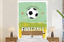 Nr1Wallpaper Fotobehang Vintage Voetbal - Vintage illustratie van quote Football met voetbal fotobehang vinyl breedte 225 cm x hoogte 350 cm - Foto print op vinyl behang (in 7 formaten beschikbaar) - slaapkamer/woonkamer/kantoor