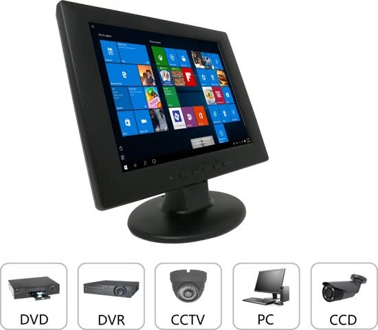 Powerview 10 inch TFT-LCD Monitor - VGA HDMI BNC USB + AV-ingang 1024x768 resolutie