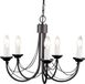 Steady Lighting Landelijke Kroonluchter - Metaal - Zwart - 5x E14 - 47cm