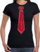 Bellatio Decorations Verkleed shirt dames - stropdas glitter rood - zwart - carnaval - foute party S