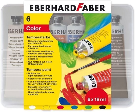 Eberhard Faber Plakkaatverf 6 kleuren tube 18 ml