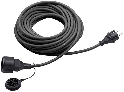 Meister 7435720 Geaarde verlenging, 25 m kabel, zwart, rubberen slang, IP44, buitengebruik, koppeling met contactbescherming, Schuko-verlenging